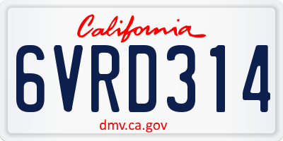 CA license plate 6VRD314