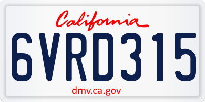 CA license plate 6VRD315