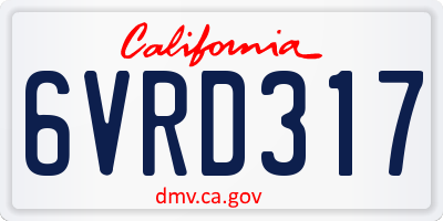 CA license plate 6VRD317