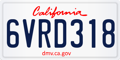 CA license plate 6VRD318