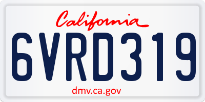 CA license plate 6VRD319