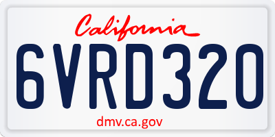 CA license plate 6VRD320