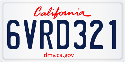CA license plate 6VRD321