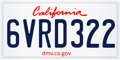 CA license plate 6VRD322