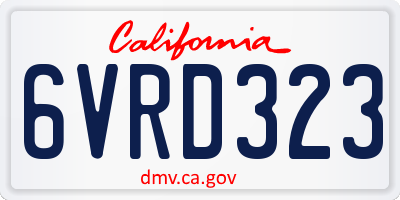 CA license plate 6VRD323