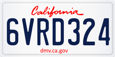 CA license plate 6VRD324