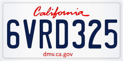 CA license plate 6VRD325