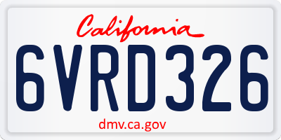 CA license plate 6VRD326
