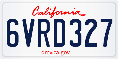 CA license plate 6VRD327