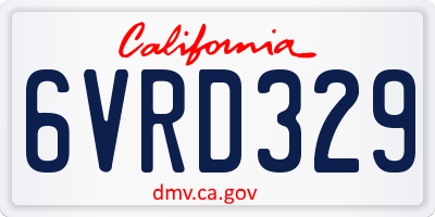 CA license plate 6VRD329