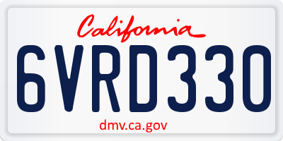 CA license plate 6VRD330
