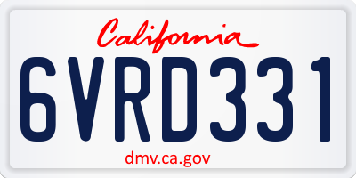 CA license plate 6VRD331