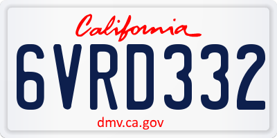 CA license plate 6VRD332