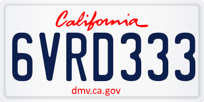 CA license plate 6VRD333
