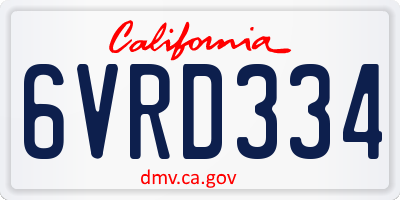 CA license plate 6VRD334