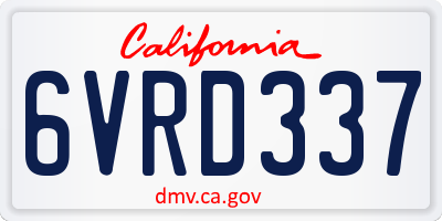 CA license plate 6VRD337