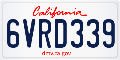 CA license plate 6VRD339