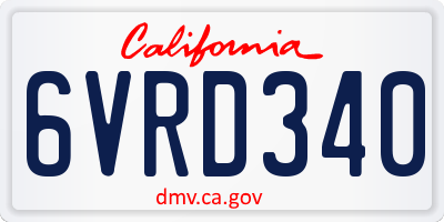 CA license plate 6VRD340