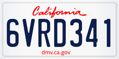 CA license plate 6VRD341