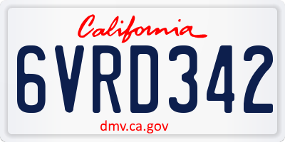 CA license plate 6VRD342