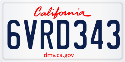 CA license plate 6VRD343