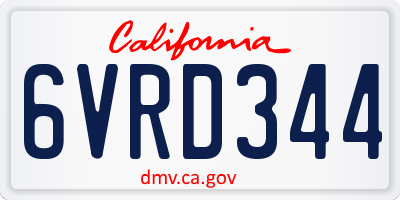 CA license plate 6VRD344