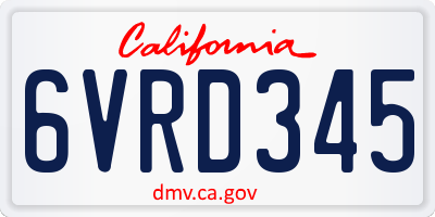 CA license plate 6VRD345