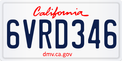 CA license plate 6VRD346
