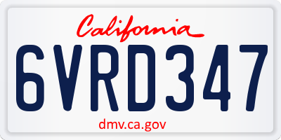 CA license plate 6VRD347