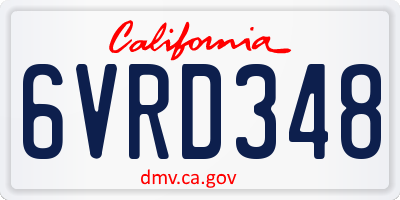 CA license plate 6VRD348