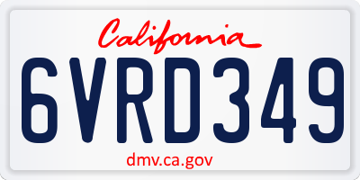CA license plate 6VRD349