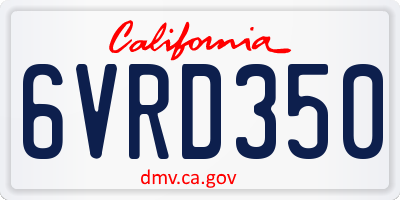 CA license plate 6VRD350