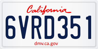 CA license plate 6VRD351