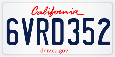 CA license plate 6VRD352