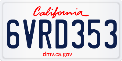 CA license plate 6VRD353