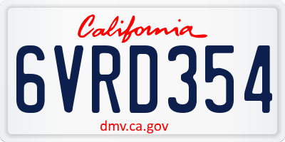 CA license plate 6VRD354