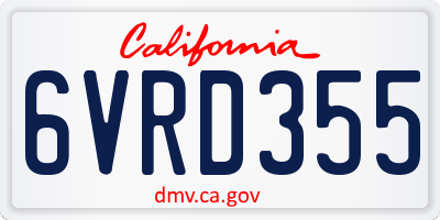 CA license plate 6VRD355