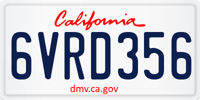 CA license plate 6VRD356