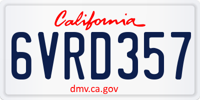 CA license plate 6VRD357