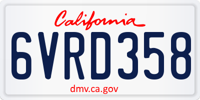 CA license plate 6VRD358