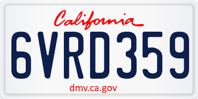 CA license plate 6VRD359
