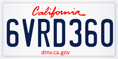CA license plate 6VRD360