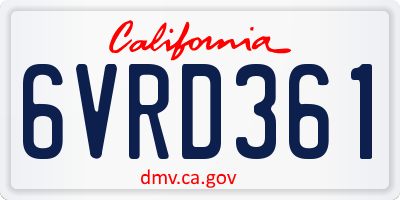 CA license plate 6VRD361