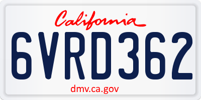 CA license plate 6VRD362