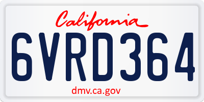 CA license plate 6VRD364