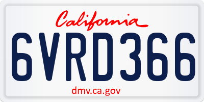 CA license plate 6VRD366