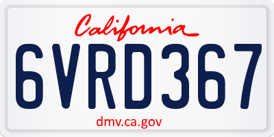 CA license plate 6VRD367
