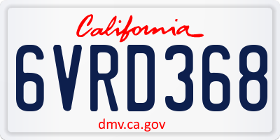 CA license plate 6VRD368