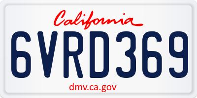 CA license plate 6VRD369