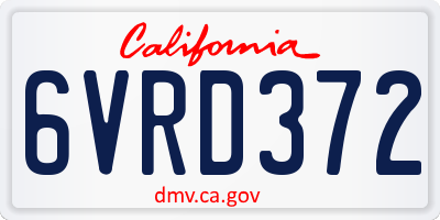 CA license plate 6VRD372
